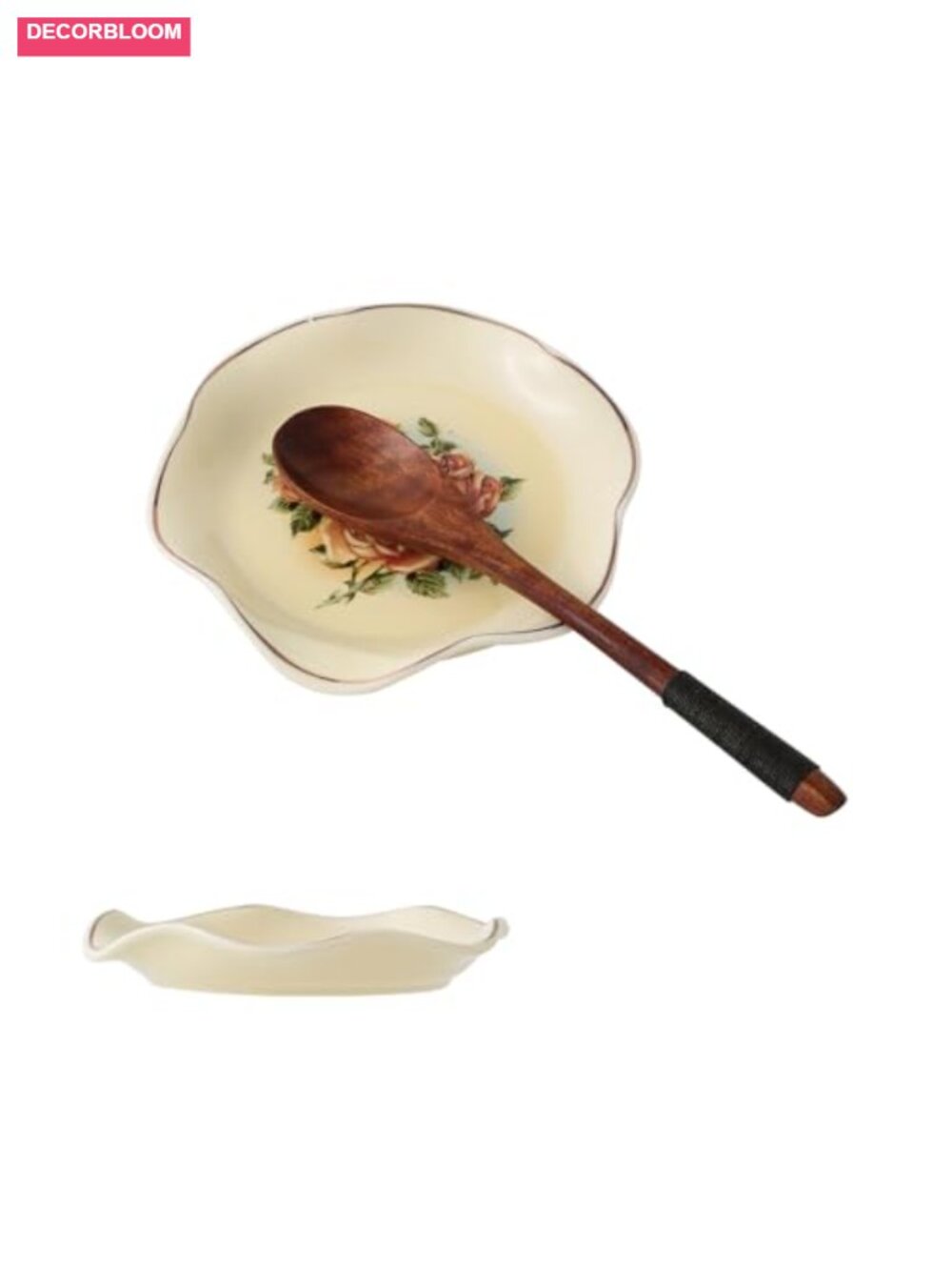 5-Inch Ceramic Spoon Rest with Flower Design for Stove Top